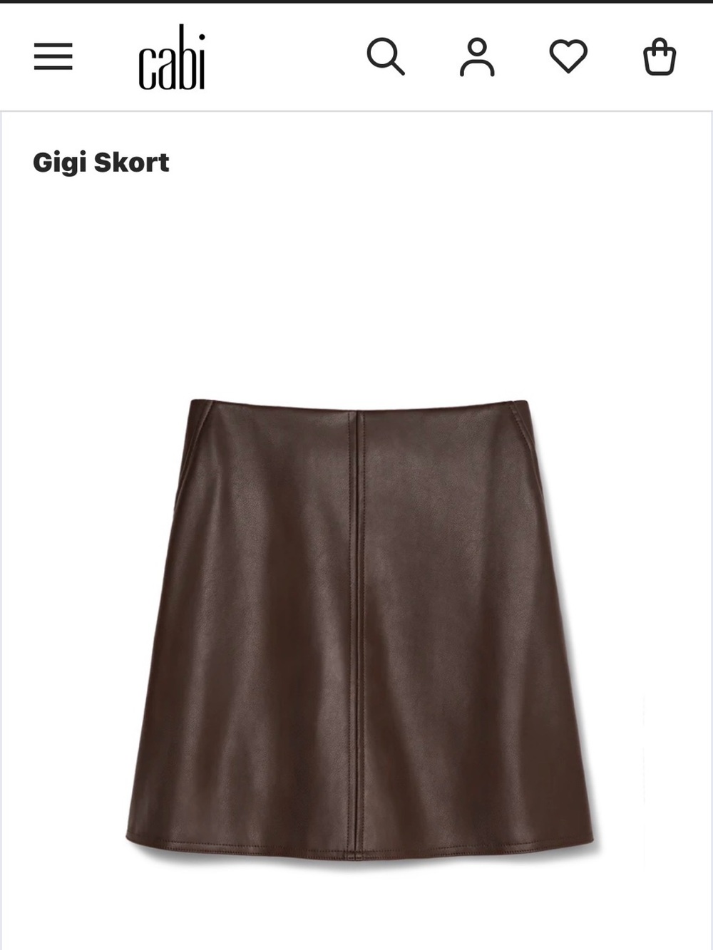 CAbi Brown Faux Leather A-Line Skirt